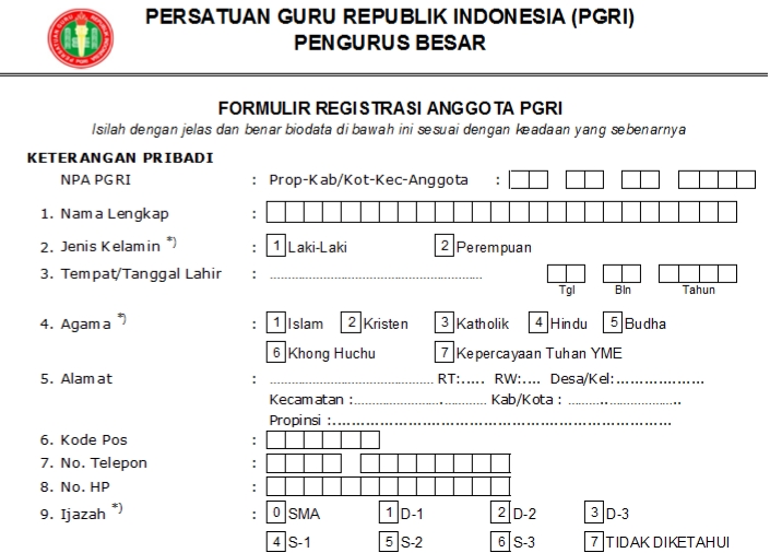 Pendaftaran PGRI Kiaracondong - Persatuan Guru Republik Indonesia Cabang Kiaracondong